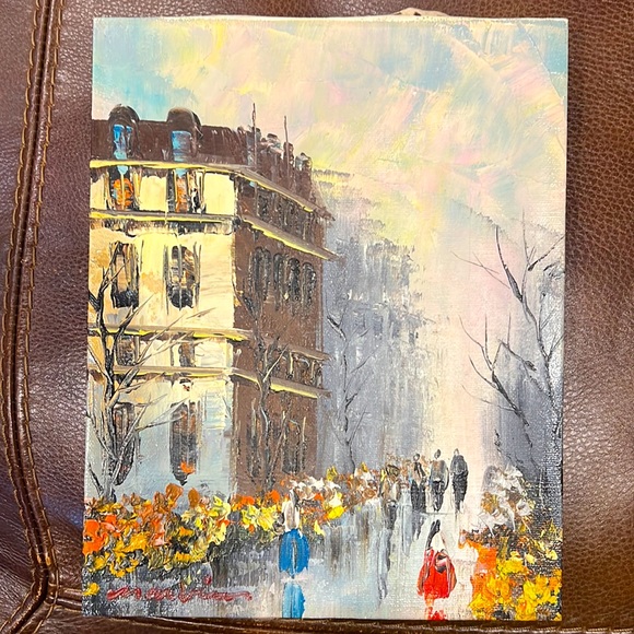 Impressionist Cityscape Vintage Oil Painting on Canvas. - Picture 1 of 6